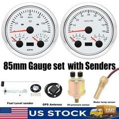 85mm GPS Speedometer 0-120MPH/Fuel/Volt/Tacho/Oil/Temp Gauge Set with Senders US