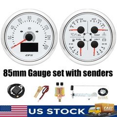 85MM GPS Speedometer 0-160MPH & 4in 1 Fuel Water Temp Press Volt with Senders US