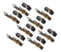 8x Black Ratchet Strap J Hook 1.5"x15' 4000lb Heavy Duty Tie Down Cargo ATV UTV