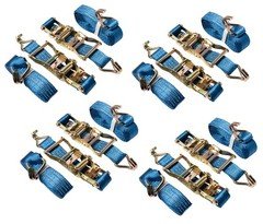 8x Blue Ratchet Strap J Hook 1.5"x15' 4000lb Heavy Duty Tie Down Cargo ATV UTV