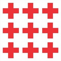 9 - RED MEDICAL CROSS ON WHITE BACKGROUND Window Bumper Helmet Sticker HS-997