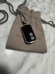 925 David Yurman Streamline Tag with Black Onyx Dog Tag Pendant Necklace
