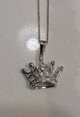 925 Sterling Silver & Diamond Crown Pendant & Necklace 18in