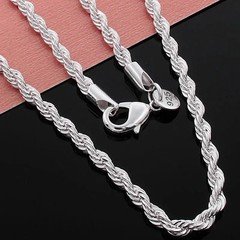 925 Sterling Silver Italian Rope Chain Men's Necklace 4mm - NEW