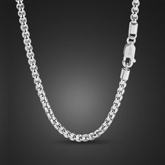 925 Sterling Silver Solid 3mm Round Box Chain Necklace 18"-28" for Women & Men