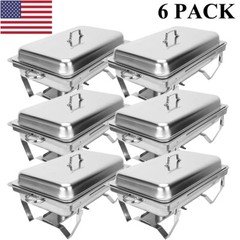 9.5 QT 6 PACK CATERING STAINLESS STEEL BUFFET CHAFER CHAFING DISH SETS FULL SIZE