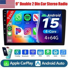 9inch Android 15 4+64GB Car Stereo Radio GPS WIFI Apple Carplay Double 2 Din BT