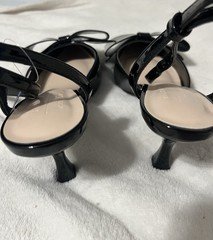 A New Day Women’s Black Patent Strappy Pointed Toe Ankle Strap Bow Heels 6.5