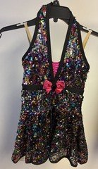 A Wish Come True IM Child Dance Costume Black Rainbow Sequins Breakin Dishes