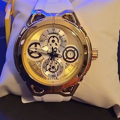 Activa Drift Sport Quartz Analog Date Arabic Dial Gold Tone White Rubber Strap