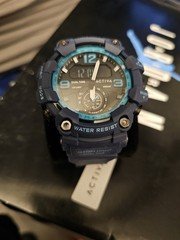 Activa Green Light Dual Time Quartz Analog-Digital LED Water-Resist Blue