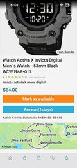 Activa X Invicta Men's 53mm Sport Digital Quartz Watch Backlight Dual Time