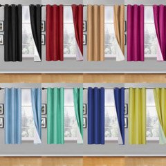 Adam 100% Blackout Window Curtain 2 Panels Room Darkening White Linen Grommet