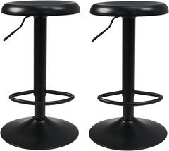 Adjustable Bar Stools Set of 2, Backless Swivel round Counter & Bar Height Chair
