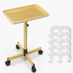 Adjustable Salon Tray on Wheels Premium Salon Rolling Tray Trolley-Gold