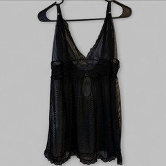 Adore Me Black Sheer Mesh Lace Chemise Tank, Women’s XL Regular