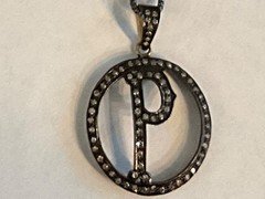 Adornia SS P Initial Necklace with Champagne Diamonds (Milor)