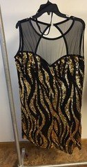Adult 4xl Gold Black Sequins Dance Costume A Wish Come True New
