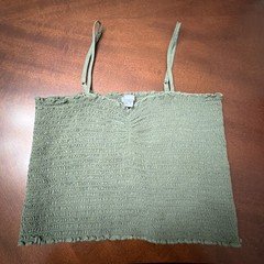 Aerie Cami Crop Top Womens XS Olive Green Stretch adjustable spaghetti strap
