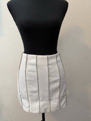 ALTARD STATE Women's White Striped Mini Skirt L Regular Back Zip New Tags