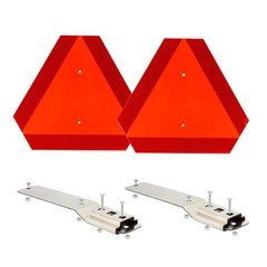 Aluminum Slow Moving Vehicle Triangle Warning Sign with Mounting Bracket 2 Pack 