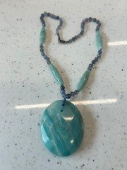amazonite and Iolite necklace with Amazonite pendant