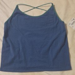 American Eagle Outfitters Womens XL Blue/Green Solid Cami Tank Strappy Back