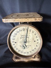 American Family 25lb Cream Rustic Farmhouse Metal Family Kitchen Decor Scale