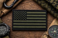 AMERICAN FLAG PATCH embroidered iron-on OLIVE DRAB USA US United States QUALITY