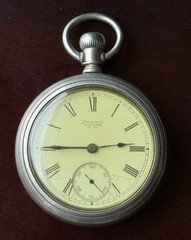 American Waltham Watch Co. Open Face Pocket Watch Roman Dial Manual Silver