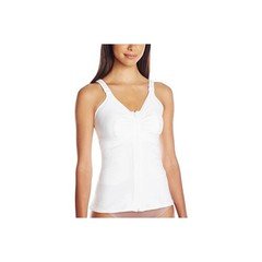 Amoena Hannah Camisole 2860 White Front Zip Post Surgical Pocketed Bra XL CD NWT