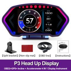 ANCEL P3 OBD2 GPS Heads Up Display Tachometer Gauge Meter Speedometer Water Temp