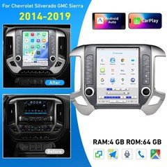 Android 13 Car Radio Stereo Tesla Style for Chevy Silverado GMC Sierra 2014-2019