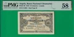 Angola 5 centavos 1918, P49, PMG AU *58*, highest grade sold @ebay!