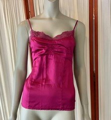 Ann Taylor Silk Lace Camisole Tank Top Burgundy Red Size Medium