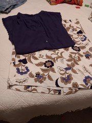 Ann Taylor Skirt Set Size 16 Purple Floral Straight Career