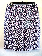Anne Taylor Lined Pencil Skirt 22" Length Black/White Floral Women Size 4 *READ