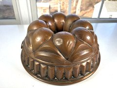 Antique 1800's Solid Copper Tin Lined Bundt Cake Pan Mold
