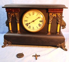 Antique 1896 WML Gilbert Mantel Clock Working Pendulum & Chime
