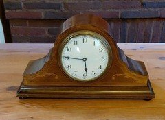 Antique 1920s Working Mahogany Manual Mantel Clock 10.5 X 3.25 X 5.5 Inches