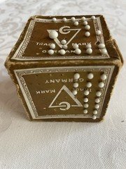 Antique 2 1/4" Cube 'Toilet Pins'  w/Glass Head Pins