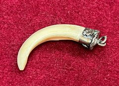 Antique .800 Silver Pocket Watch Chain Hunting Fob Charivari Tooth Wild Boar