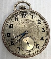 Antique 8/26/29 Illinois Pocket Watch  17 Jewels Sterling NOT WORKING