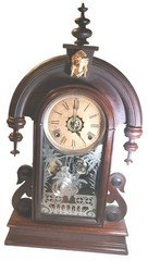 Antique Ansonia Mantle Parlor Clock Working Order Parisian Alarm Key Scrolls