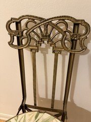 Antique Art Nouveau Gold Metal Folding Garden Chair, Circa 1900
