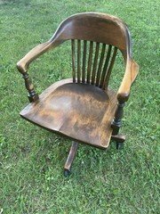 Antique Banker Swivel Office Chair - Adjustable Height