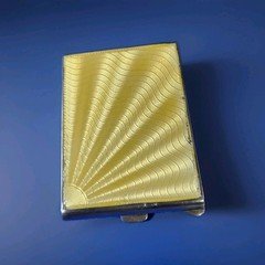 Antique British Solid Sterling Silver Guilloche Enamel Match Case Vesta Hallmark