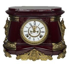Antique Burgundy 1904 Ansonia POMPEII Enameled Iron Mantle Clock Fully Serviced