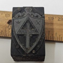 Antique Church Lads Brigade Letterpress Printing Block Metal Crest Shield Emblem