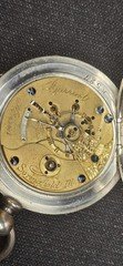 Antique Currier 18S 11 Jewel Pocket Watch Coin Silver Case Running